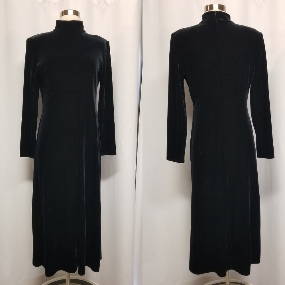 Vintage 90s y2k Black Velvet Sexy Stretchy Vampire Victorian Goth Princess Dress